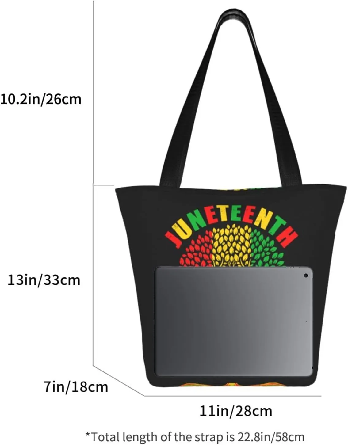 Juneteenth Black History Month American Flag Women's Tote Bag Lightweight Shopping Handbag Travel Shoulder Bag