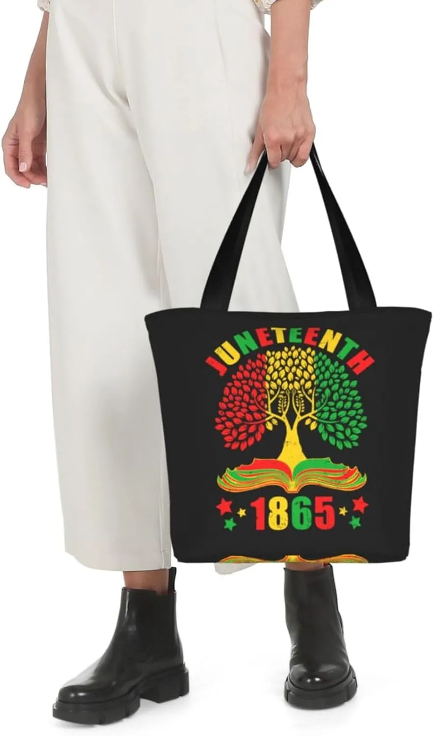 Juneteenth Black History Month American Flag Women's Tote Bag Lightweight Shopping Handbag Travel Shoulder Bag