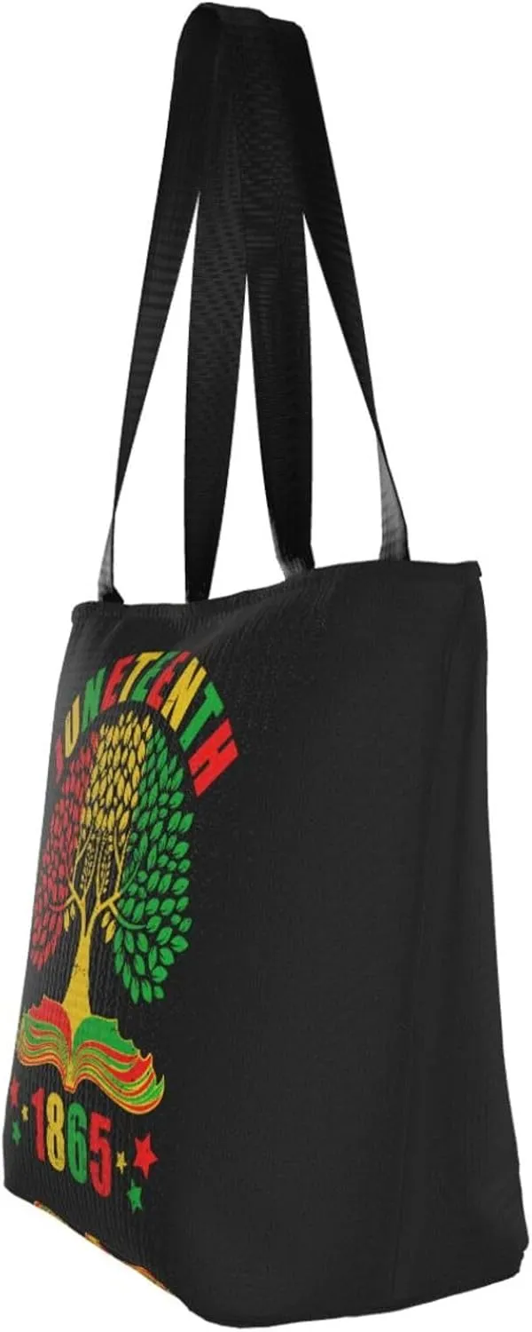 Juneteenth Black History Month American Flag Women's Tote Bag Lightweight Shopping Handbag Travel Shoulder Bag