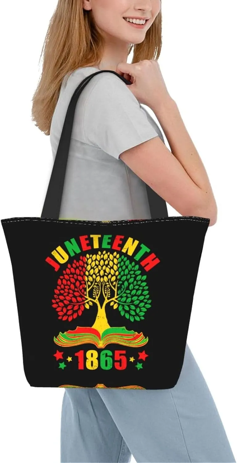 Juneteenth Black History Month American Flag Women's Tote Bag Lightweight Shopping Handbag Travel Shoulder Bag