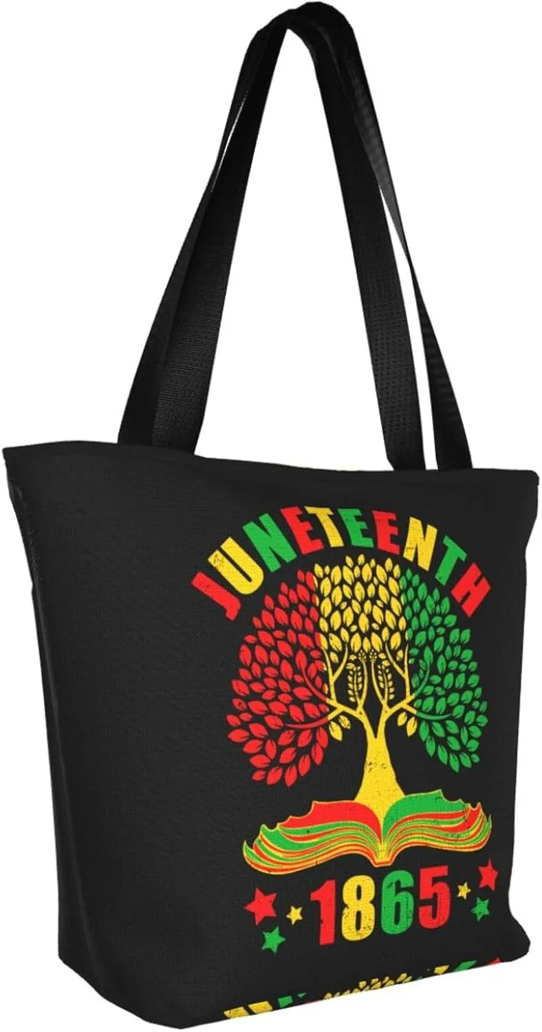 Juneteenth Black History Month American Flag Women's Tote Bag Lightweight Shopping Handbag Travel Shoulder Bag
