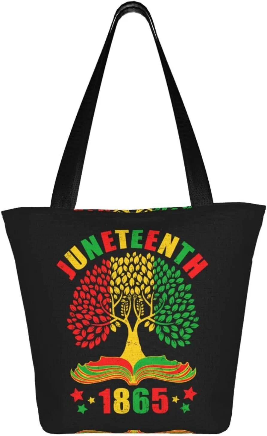 Juneteenth Black History Month American Flag Women's Tote Bag Lightweight Shopping Handbag Travel Shoulder Bag