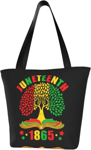 Juneteenth Black History Month American Flag Women's Tote Bag Lightweight Shopping Handbag Travel Shoulder Bag
