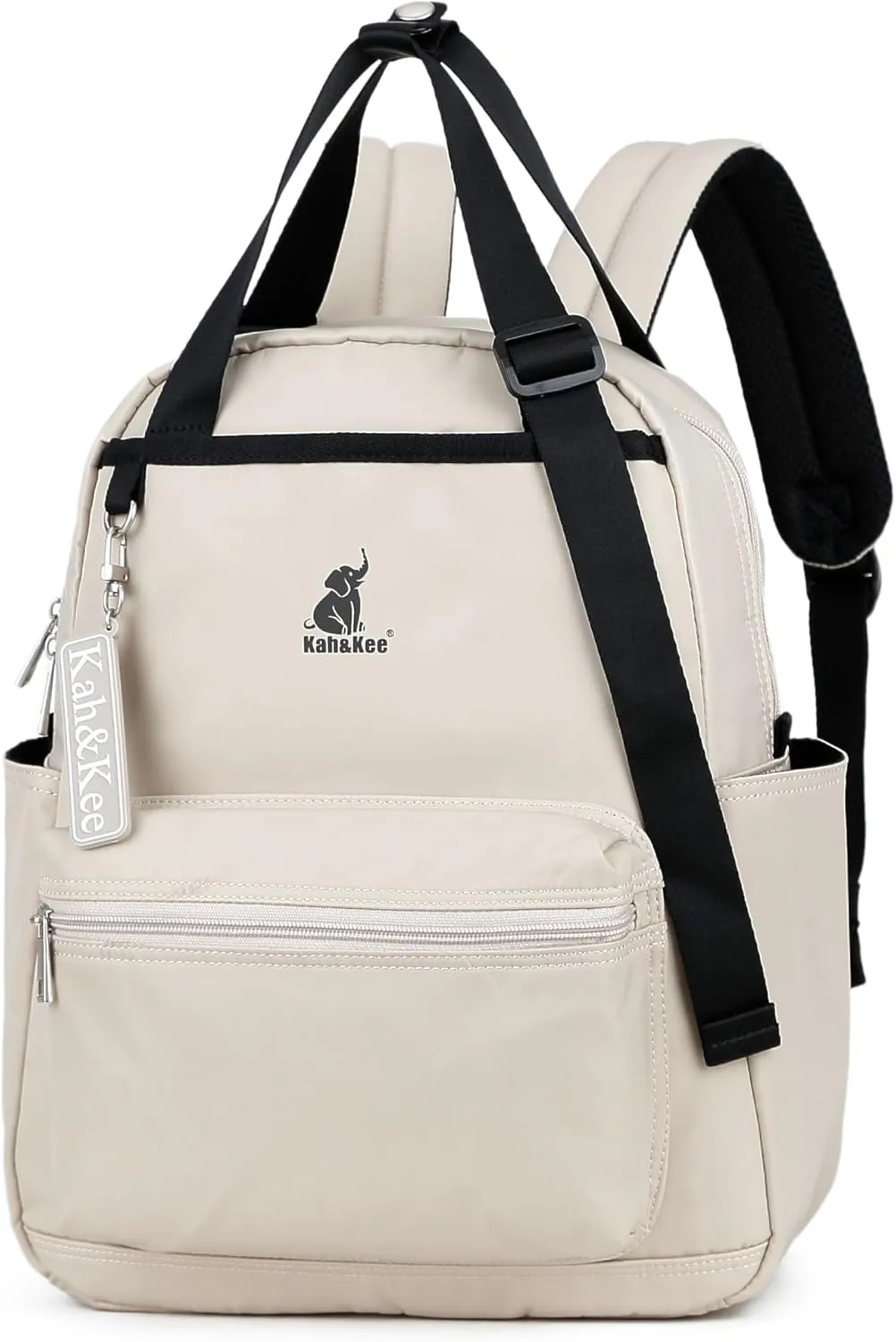 Kah&Kee Backpack Purse For Women Man Convertible Backpack Tote With Laptop Compartment 14 Inch Work Backpacks Waterproof Nurse Teacher Bag College Tote Daypack (Beige)