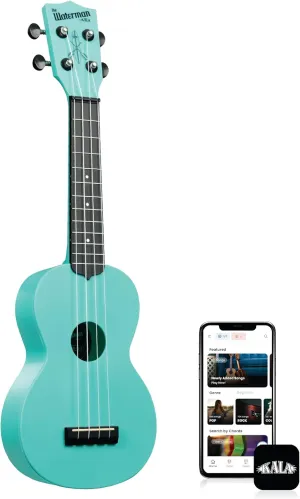 Kala Brand Music Co. The Waterman Beach Collection, 4-String Ukulele, Right-Handed, Aqua Mist, Soprano (KA-WMG-BL-S)