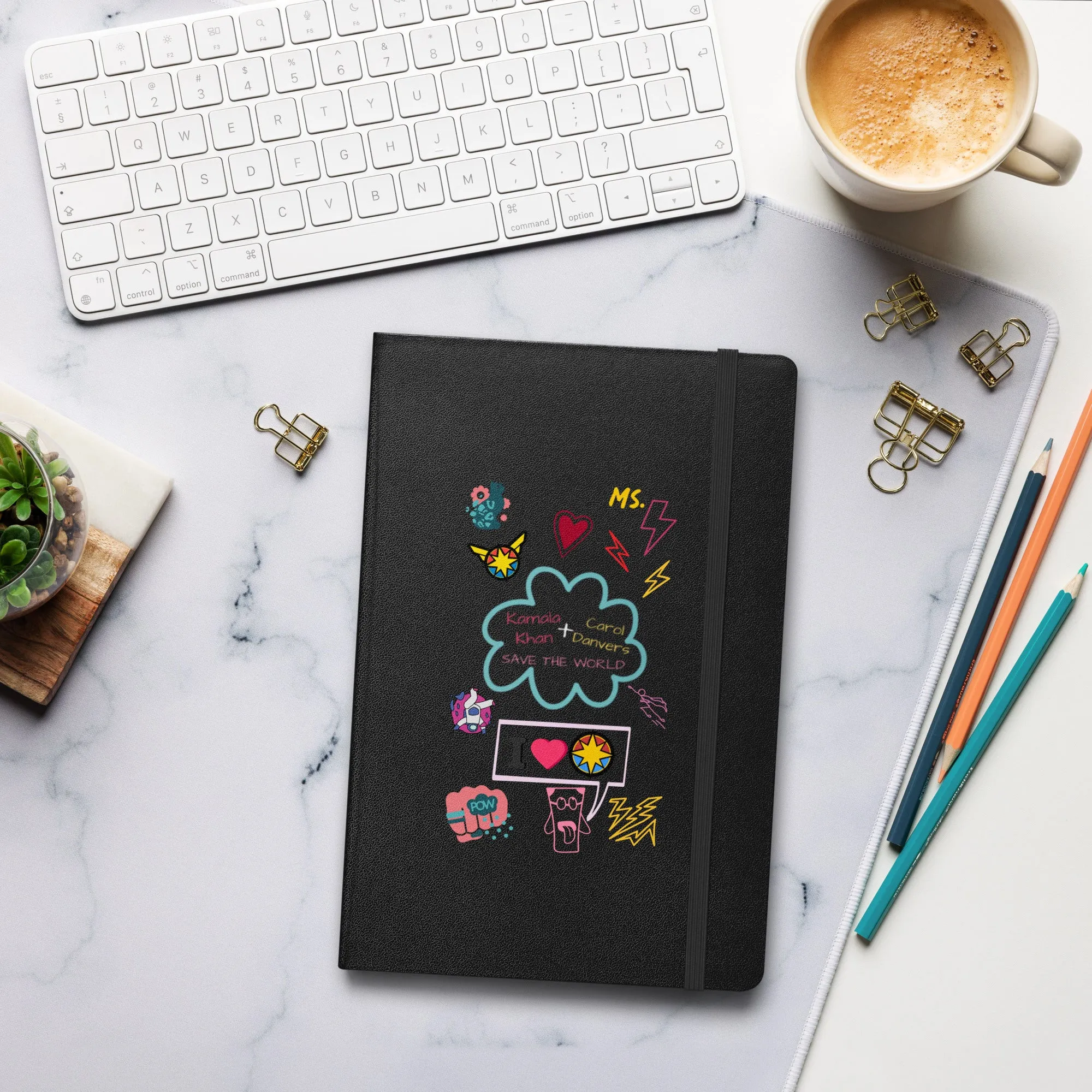 Kamala Khan   Carol Danvers Doodle Sketch Art Hardcover Notebook