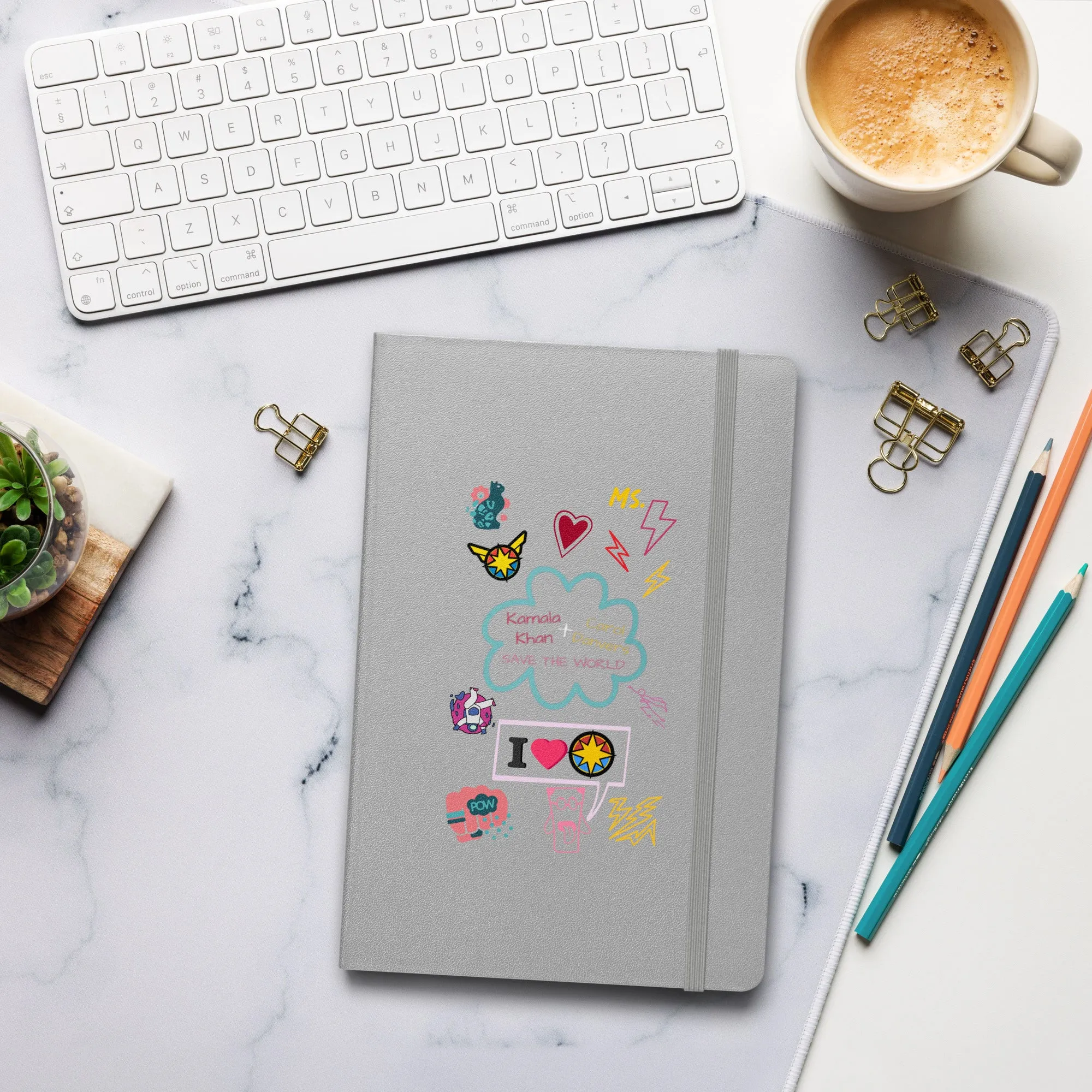 Kamala Khan   Carol Danvers Doodle Sketch Art Hardcover Notebook
