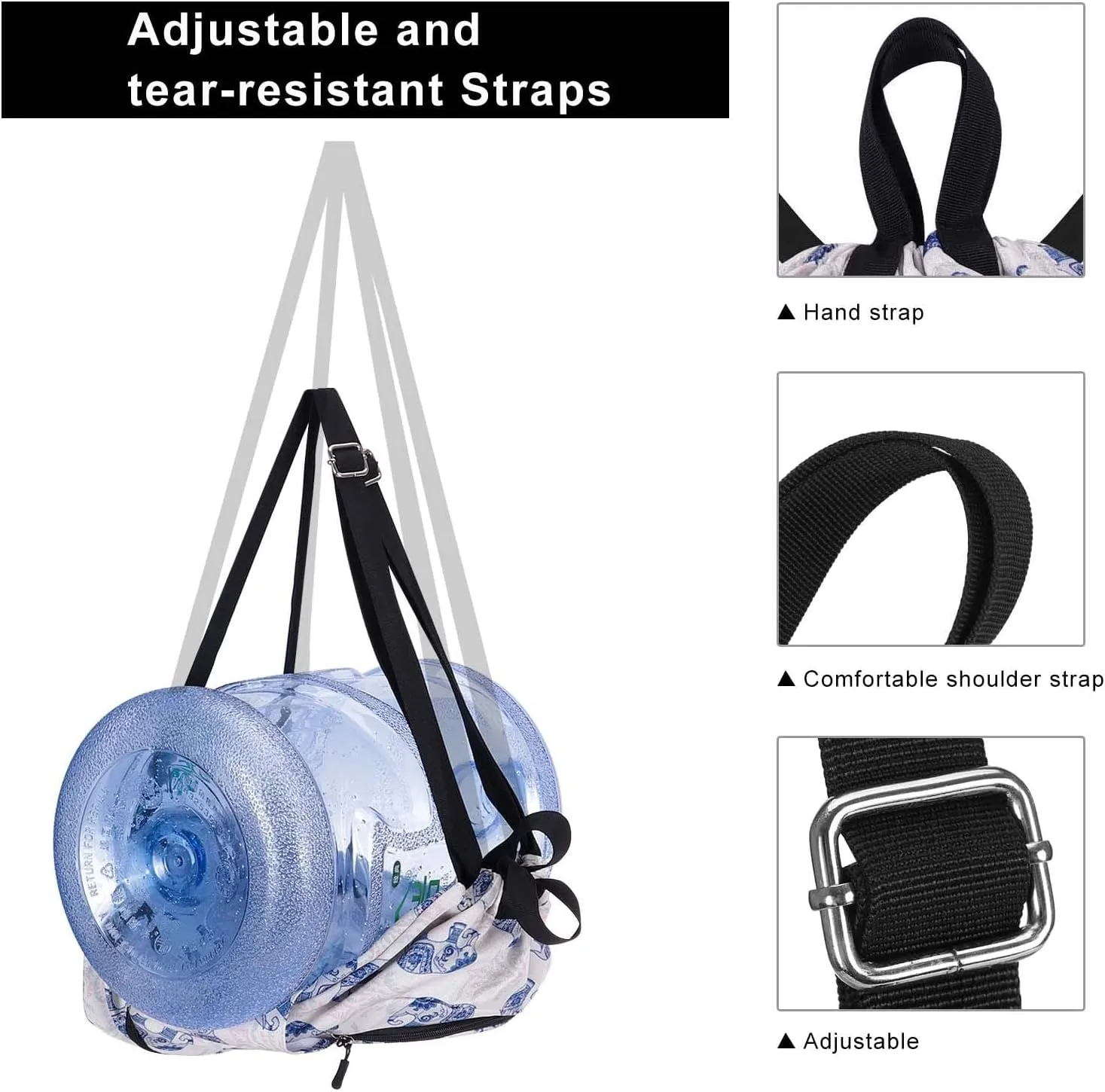 KAMO Drawstring Backpack With Shoe Compartment, Two Water Bottle Holders - Large String Bag for Sport, Swimming, Yoga, Travel - Athletic Sackpack for Men and Women
