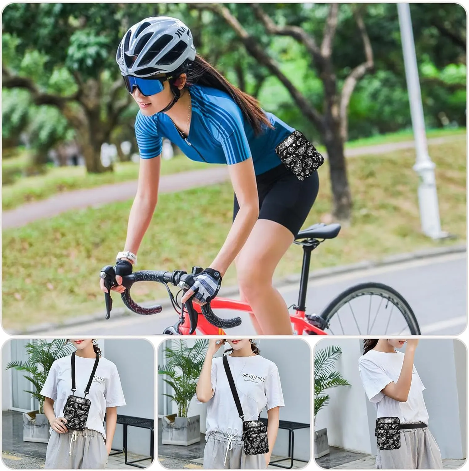 KAMO Multifunction Phone Waist Bag - One Shoulder Diagonal Cross Bag, Smart Case, Outdoor Triple Zip Hipster Crossbody Purse for Women & Men