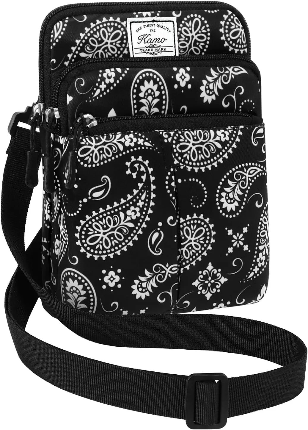 KAMO Multifunction Phone Waist Bag - One Shoulder Diagonal Cross Bag, Smart Case, Outdoor Triple Zip Hipster Crossbody Purse for Women & Men