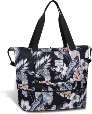 KAMO Travel Duffle Bag Expandable Weekender Overnight Bag With Wet Pocket, Foldable Tote Bag with Multiple Pockets Sports Gym Bag for Travel Yoga