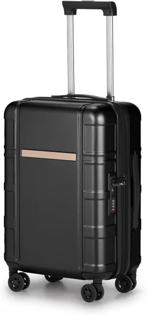 Karl home 20in Carry On Luggage Airline Approved Expandable Lightweight Hard Shell Suitcases with Wheels Built-In TSA Luggage Bag for Business/Travel Black