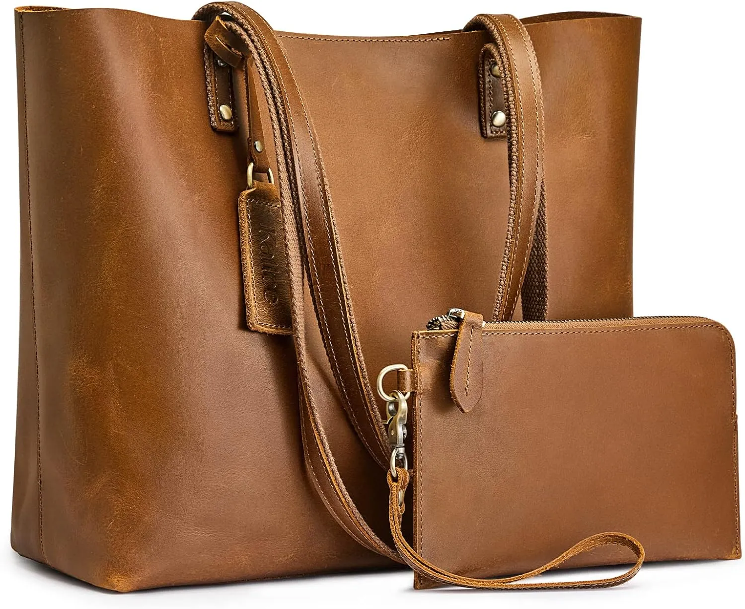 Kattee Leather Totes for Women Shoulder Bag Top Handle Satchel Purse Set 3pcs 3-in-1