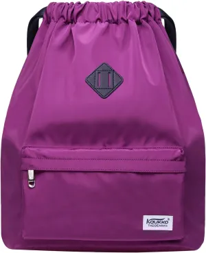 KAUKKO Drawstring Sports Backpack Gym Yoga Bag Shoulder Rucksack for Men and Women(1031-2-PURPLE)