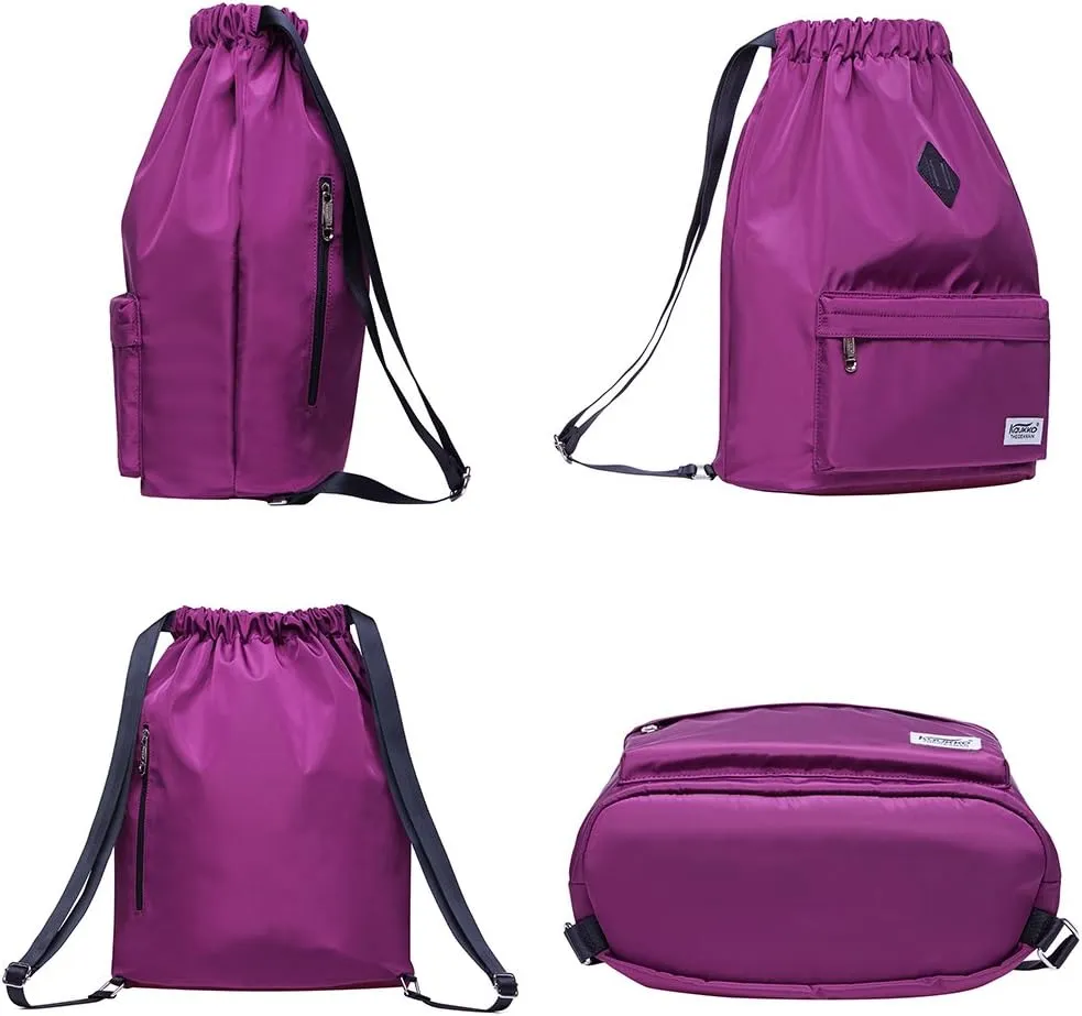 KAUKKO Drawstring Sports Backpack Gym Yoga Bag Shoulder Rucksack for Men and Women(1031-2-PURPLE)