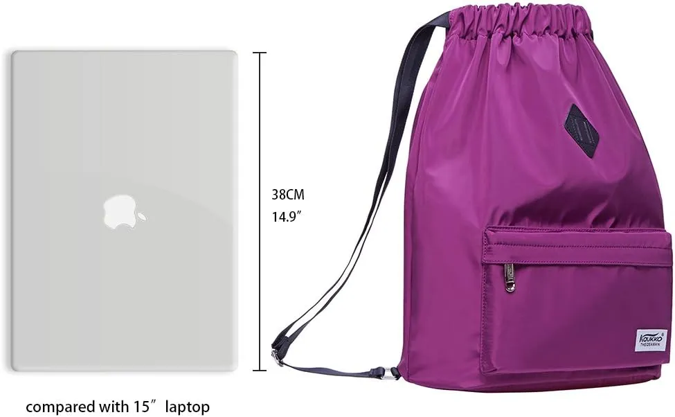 KAUKKO Drawstring Sports Backpack Gym Yoga Bag Shoulder Rucksack for Men and Women(1031-2-PURPLE)