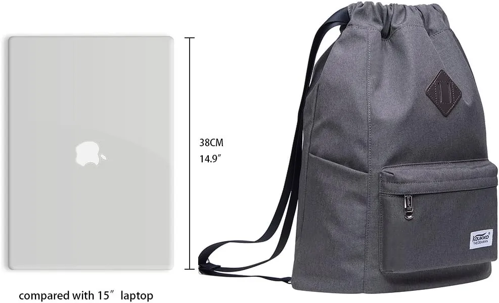 KAUKKO Drawstring Sports Backpack Gym Yoga Bag Shoulder Rucksack for Men and Women(2031-GRAY)