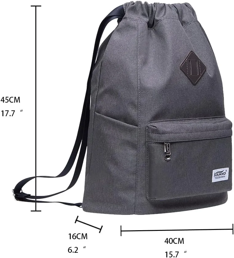 KAUKKO Drawstring Sports Backpack Gym Yoga Bag Shoulder Rucksack for Men and Women(2031-GRAY)