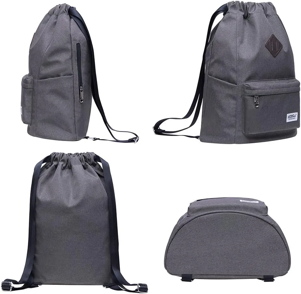 KAUKKO Drawstring Sports Backpack Gym Yoga Bag Shoulder Rucksack for Men and Women(2031-GRAY)