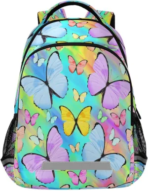 Kcldeci Kids Backpack for Girls Boys Colored Tropical Butterflies Middle-School Backpacks Elementary Bookbags School Book Bag Travel Bag