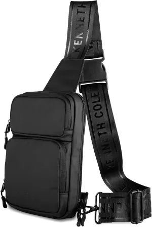 Kenneth Cole REACTION Ryder Coated Polyester Tech Crossbody Bag, Black, One Size