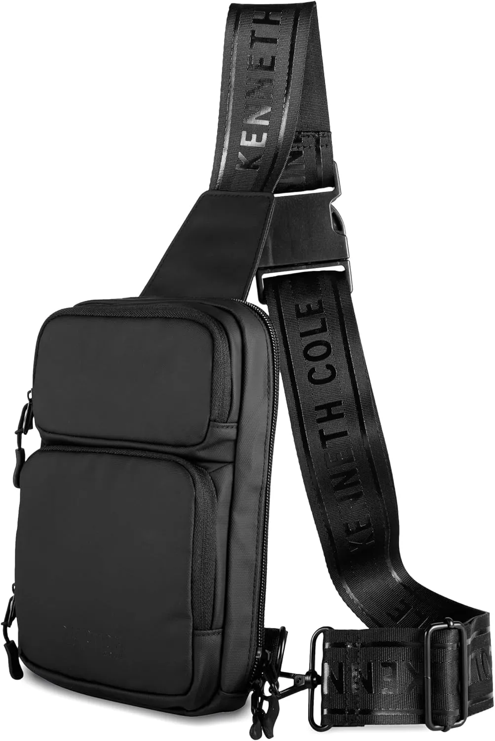 Kenneth Cole REACTION Ryder Coated Polyester Tech Crossbody Bag, Black, One Size