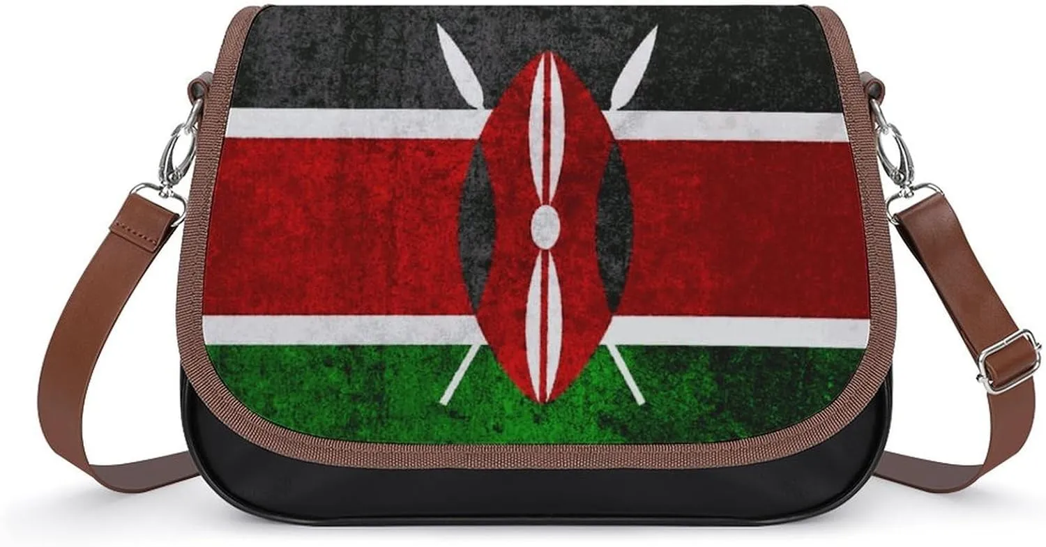 Kenya Flag Crossbody Shoulder Messenger Women Bag Pu Leather Office Work Business for Handbag Crossbody Bag
