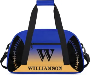 Kids Duffle Bag Personalized Gym Bag Overnight Bags, Ideal for Travel and Sports, Suitable for Men Women for Gym, Dance, Yoga, Durable Waterproof Sport Overnight Handbags Baseball Blue