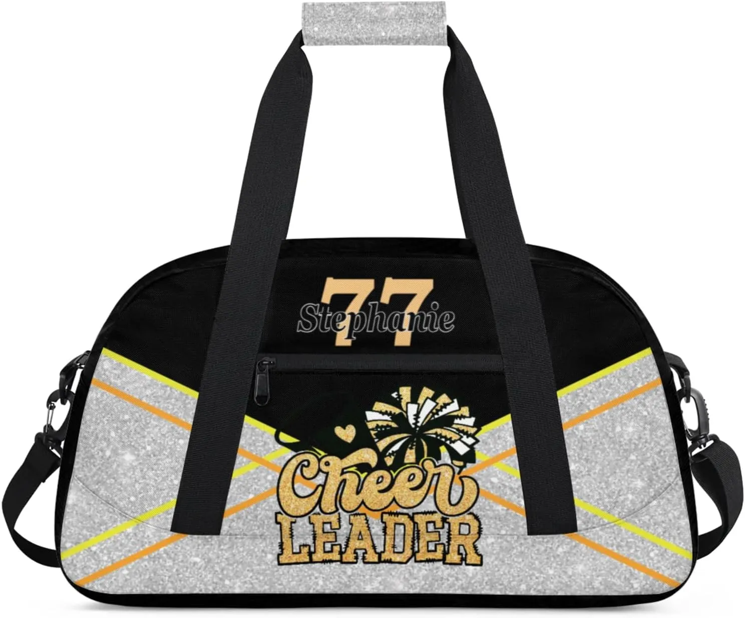 Kids Duffle Bag Personalized Gym Bag Overnight Bags, Ideal for Travel and Sports, Suitable for Men Women for Gym, Dance, Yoga, Durable Waterproof Sport Overnight Handbags Cheerleader Yellow