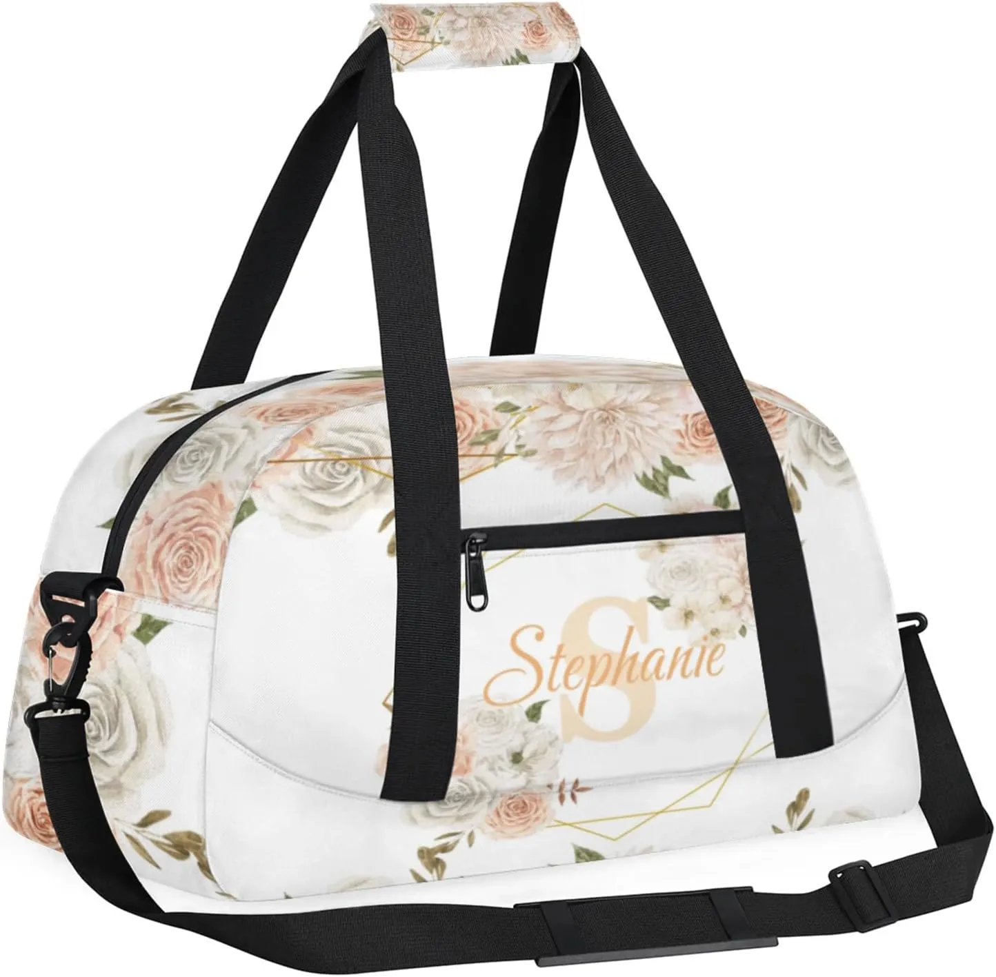 Kids Duffle Bag Personalized Gym Bag Overnight Bags, Ideal for Travel and Sports, Suitable for Men Women for Gym, Dance, Yoga, Durable Waterproof Sport Overnight Handbags Flower