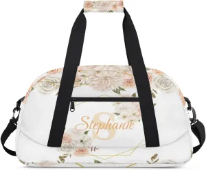 Kids Duffle Bag Personalized Gym Bag Overnight Bags, Ideal for Travel and Sports, Suitable for Men Women for Gym, Dance, Yoga, Durable Waterproof Sport Overnight Handbags Flower