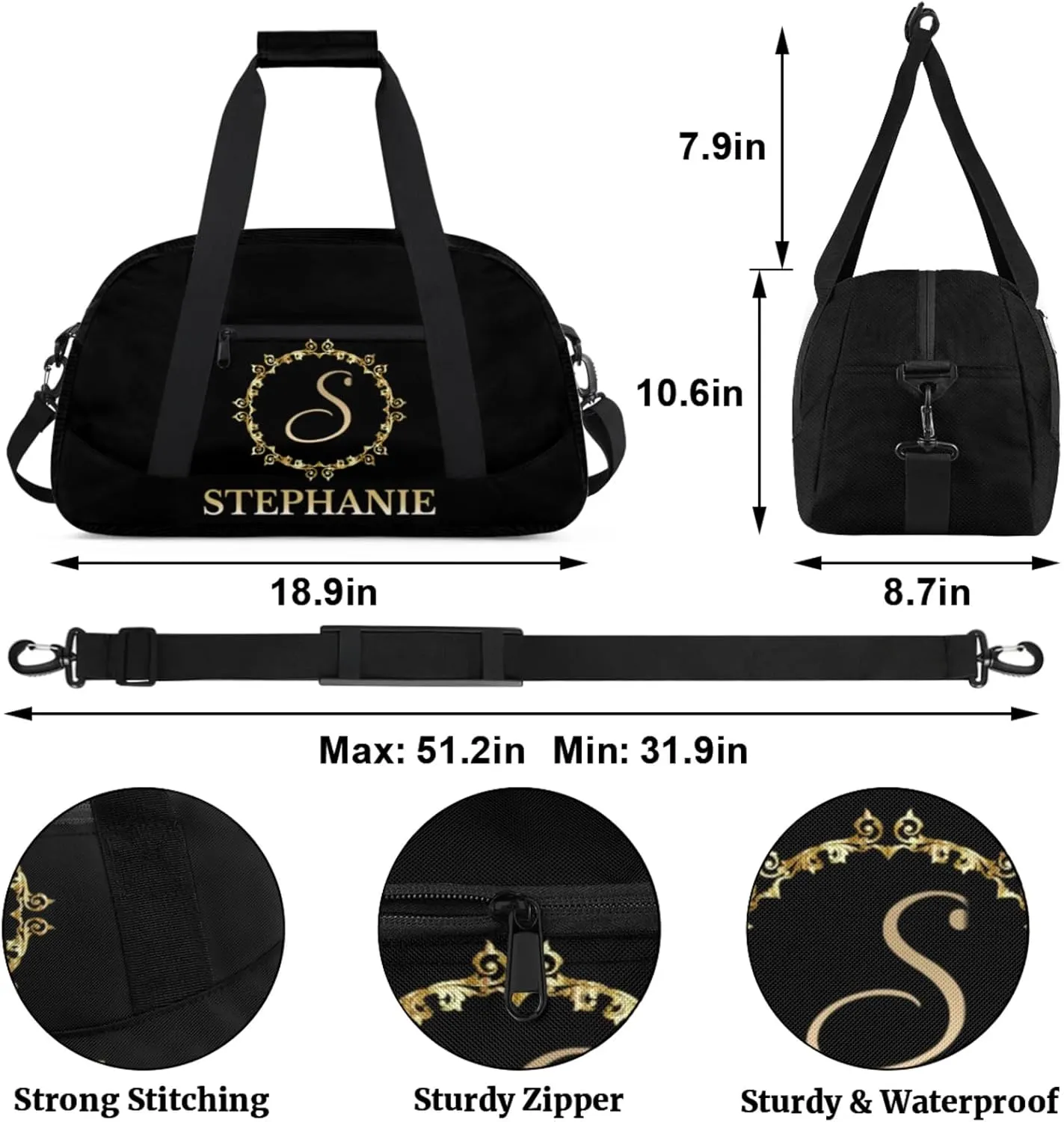 Kids Duffle Bag Personalized Gym Bag Overnight Bags, Ideal for Travel and Sports, Suitable for Men Women for Gym, Dance, Yoga, Durable Waterproof Sport Overnight Handbags Yellow Flower