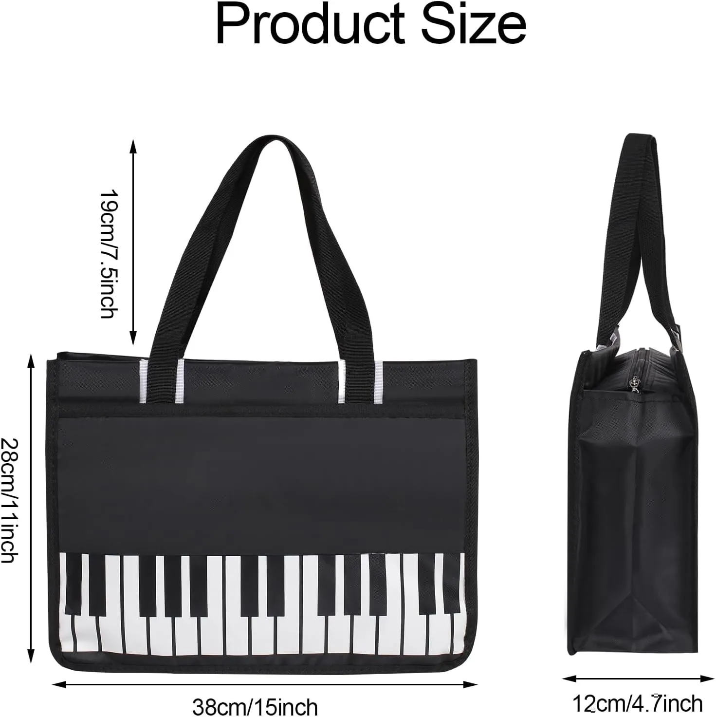 KingPoint Piano Key Music Note Handbag Music Theme Tote Bag Music Shoulder Bag Reusable Multipurpose Shopping Bag