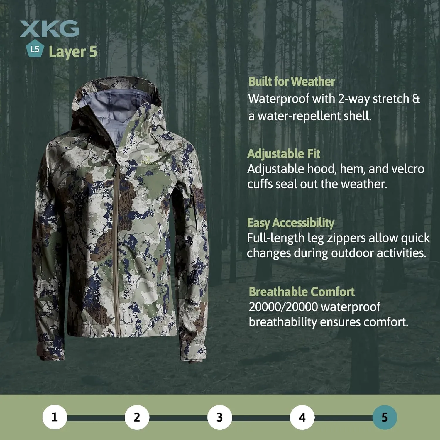 King's Camo Women's XKG Paramount Rain Jacket | Waterproof | Stretch Fabric | Taped Seams | Durable | Lightweight Shell Layer