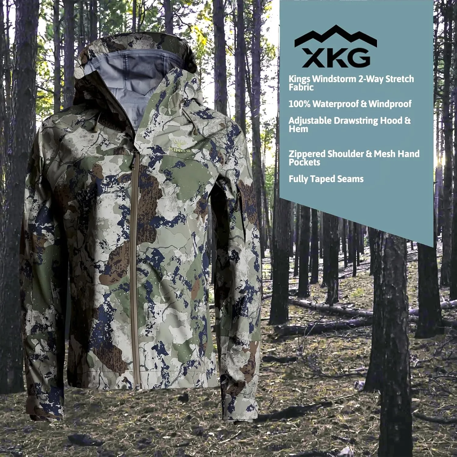 King's Camo Women's XKG Paramount Rain Jacket | Waterproof | Stretch Fabric | Taped Seams | Durable | Lightweight Shell Layer