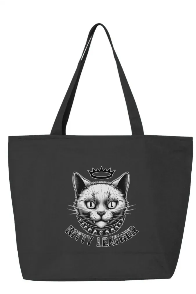 Kitty Leather Zipper Tote