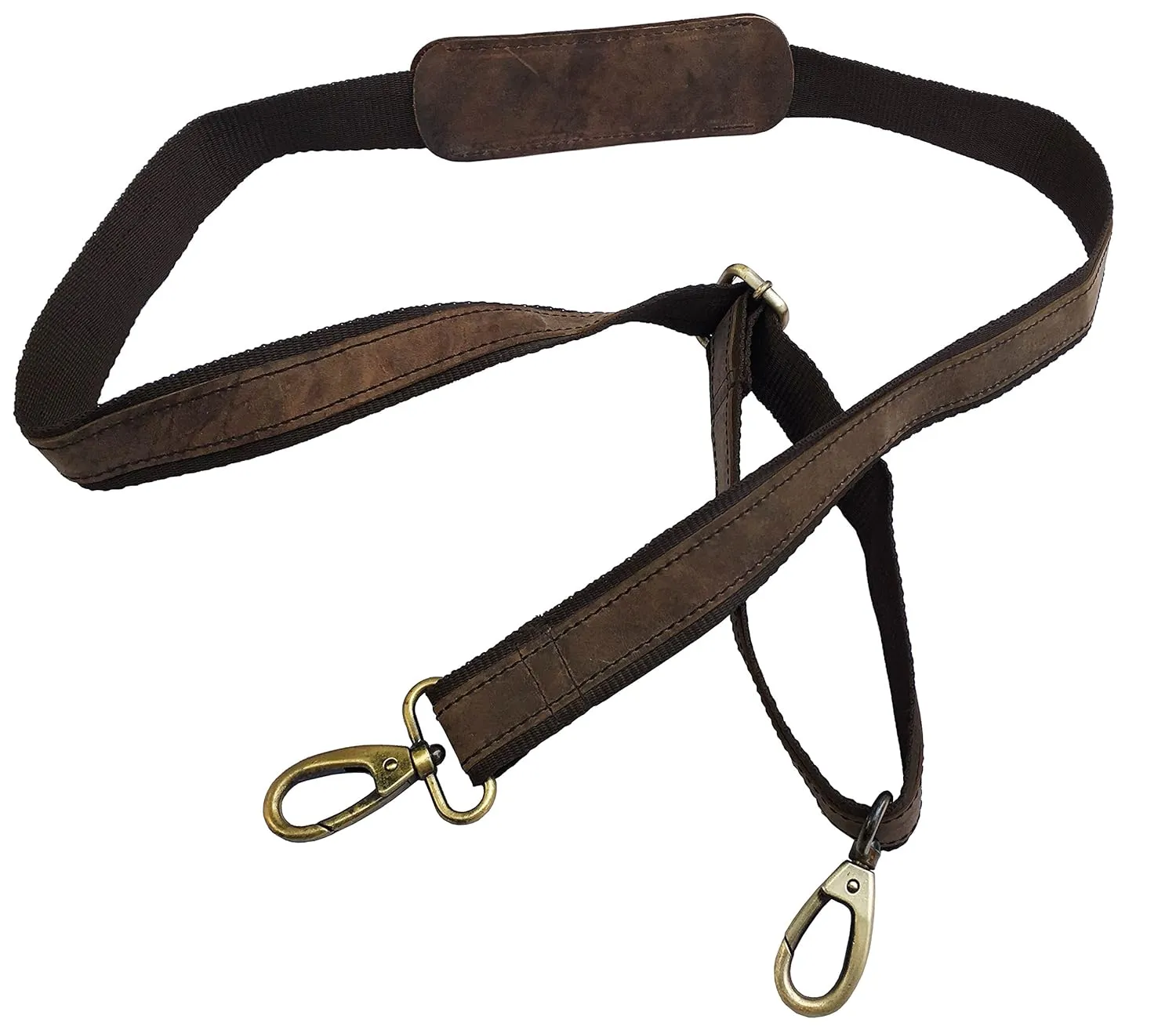 KK's LEATHER Adjustable Padded Replacement Shoulder Strap with Metal Swivel Hooks for Messenger, Laptop, Camera, Duffle Bags & More