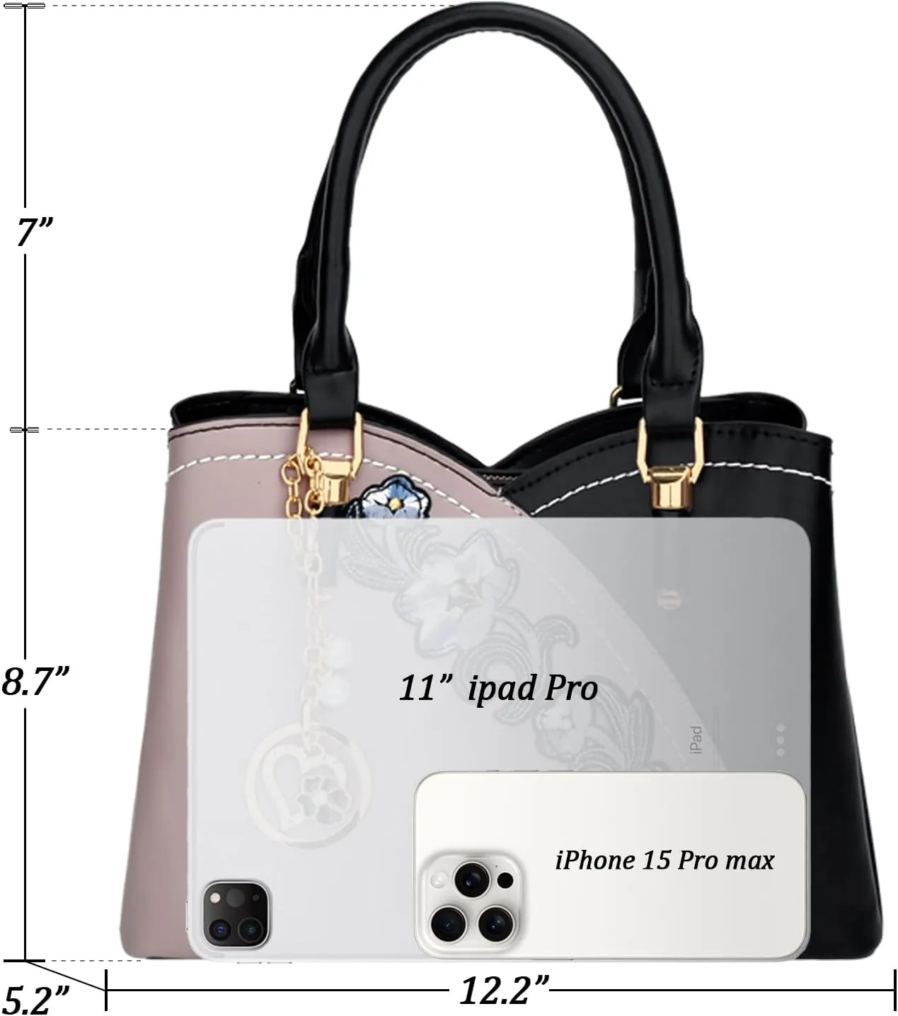 KKXIU Triple Compartments Purses and Handbags for Women Fashion Ladies Satchel Shoulder Top Handle Bag