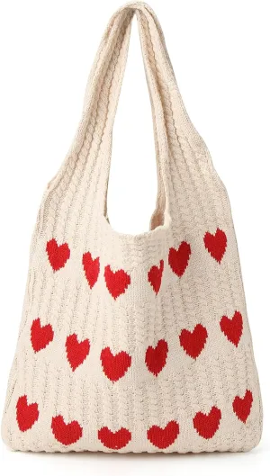 Knitted Shoulder Tote Bag Large Crochet Beach Bag Hobo Bag Aesthetic Tote Handbags for Women