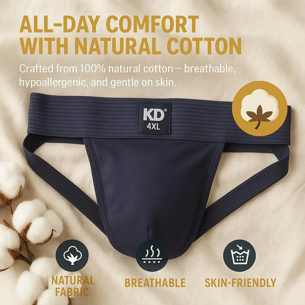 KNK Organic Cotton Jockstrap Gym Supporter – 3” Waistband, Soft & Durable