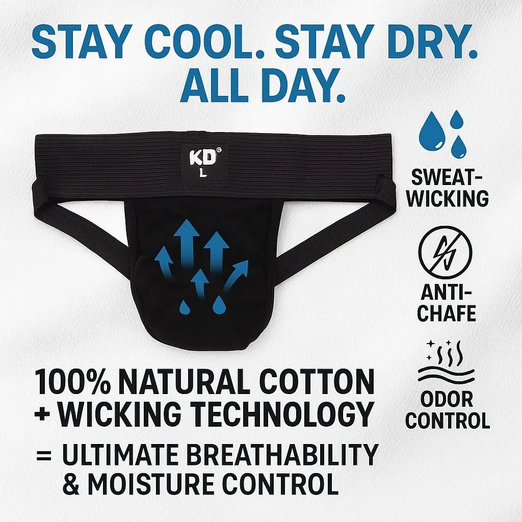 KNK Organic Cotton Jockstrap Gym Supporter – 3” Waistband, Soft & Durable
