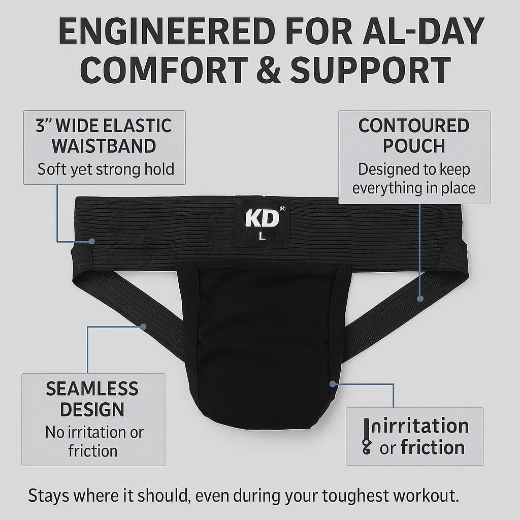 KNK Organic Cotton Jockstrap Gym Supporter – 3” Waistband, Soft & Durable