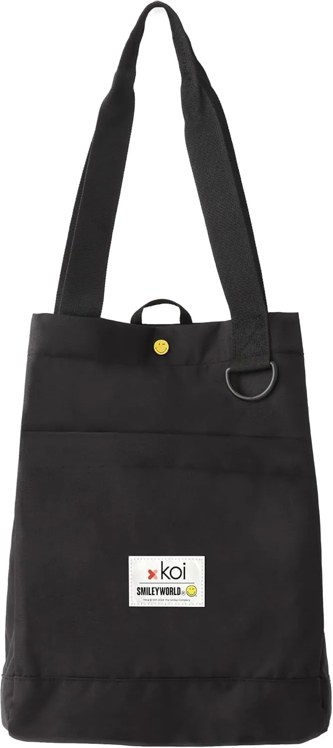 KOI Unisex SmileyWorld Everyday Tote, Black, OS