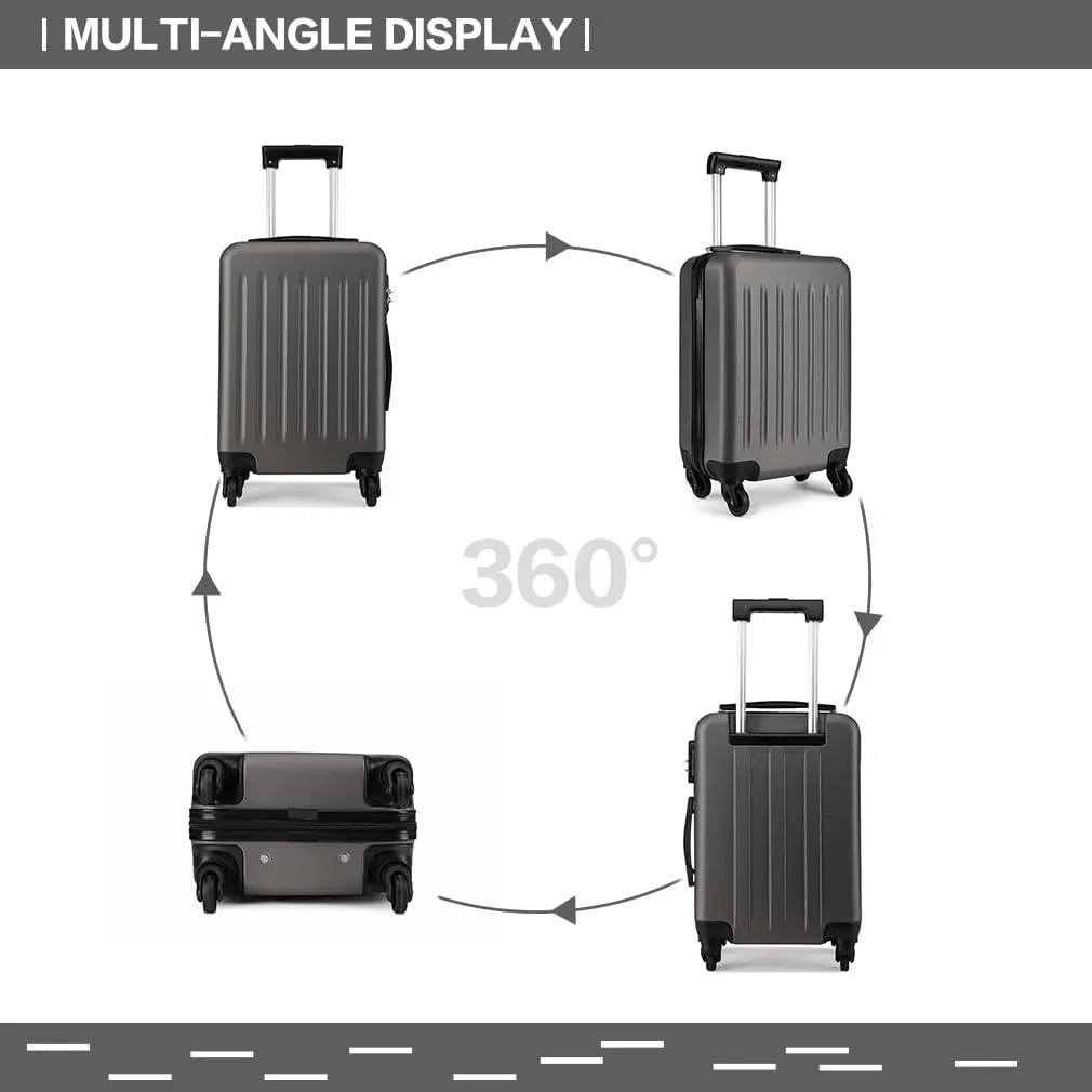 Kono Luggage Expandable(only 28") Suitcase Set 3Pcs   ABS Hardshell Suitcase with 360° Spinner Wheels, 20" 24" 28" Grey