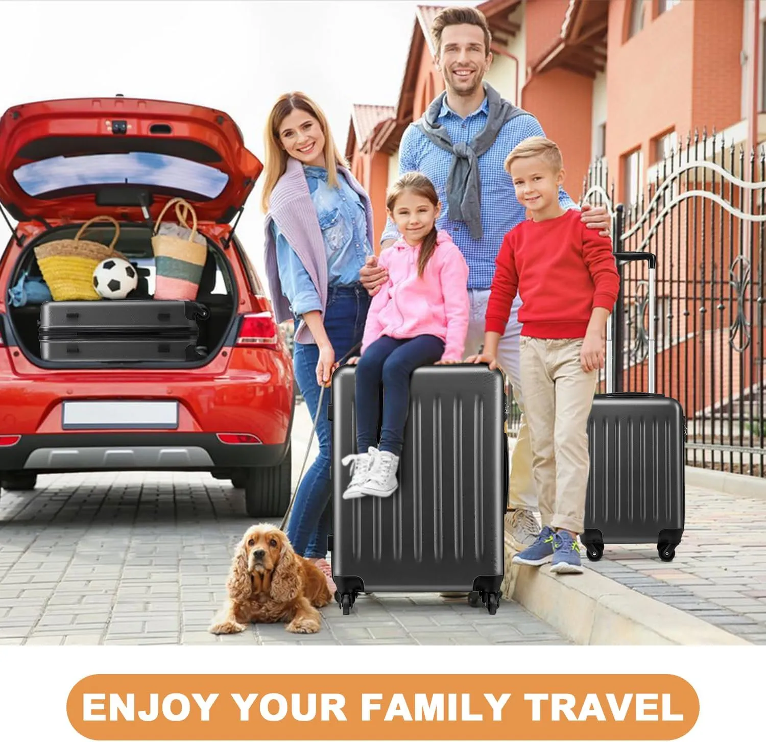 Kono Luggage Expandable(only 28") Suitcase Set 3Pcs   ABS Hardshell Suitcase with 360° Spinner Wheels, 20" 24" 28" Grey