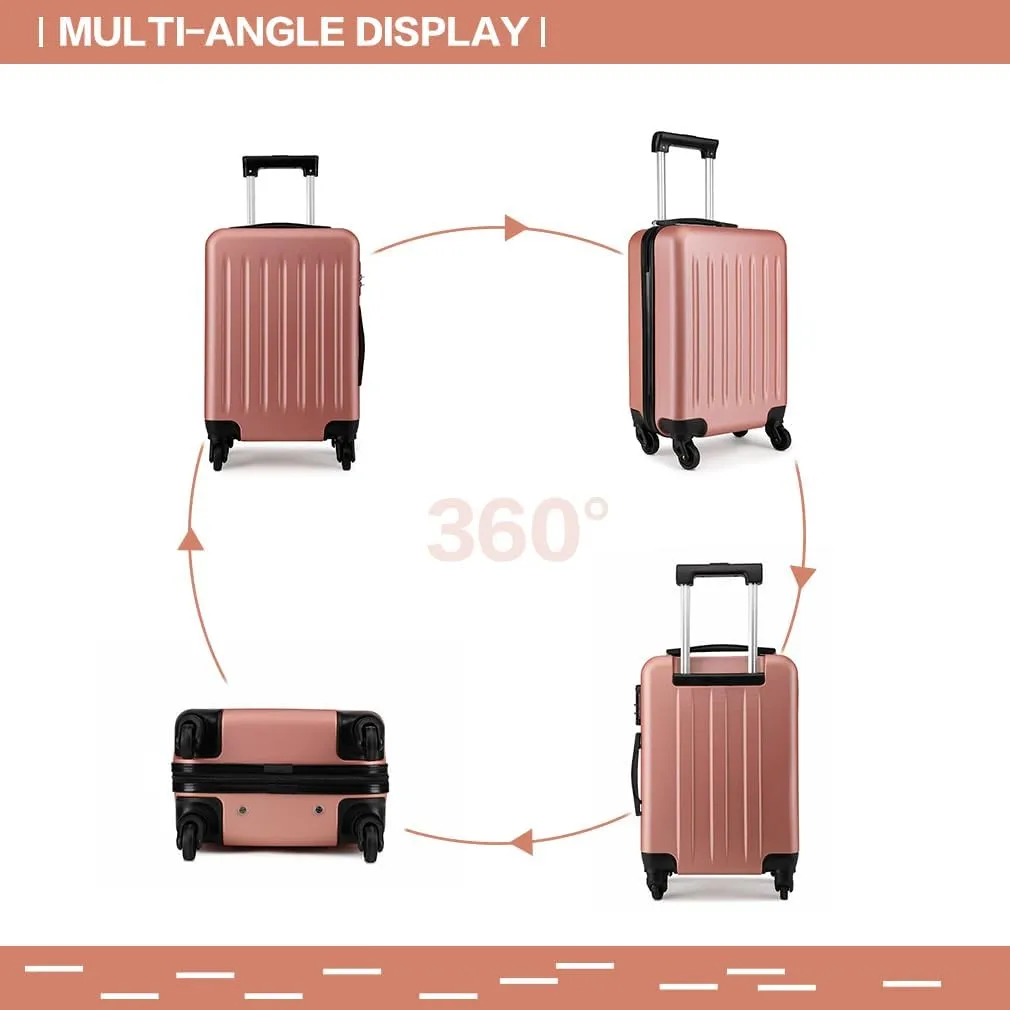 Kono Luggage Expandable(only 28") Suitcase Set 3Pcs   ABS Hardshell Suitcase with 360° Spinner Wheels, 20" 24" 28" Rose Gold