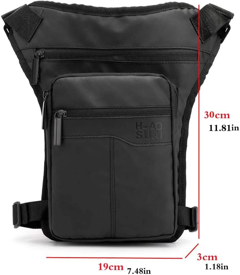 KPYWZER Outdoor Thigh Drop Leg Bag for Men Women Waist Fanny Pack Motorcycle Ride Crossbody Shoulder Riding Travel Hiking Tactical 01-Black