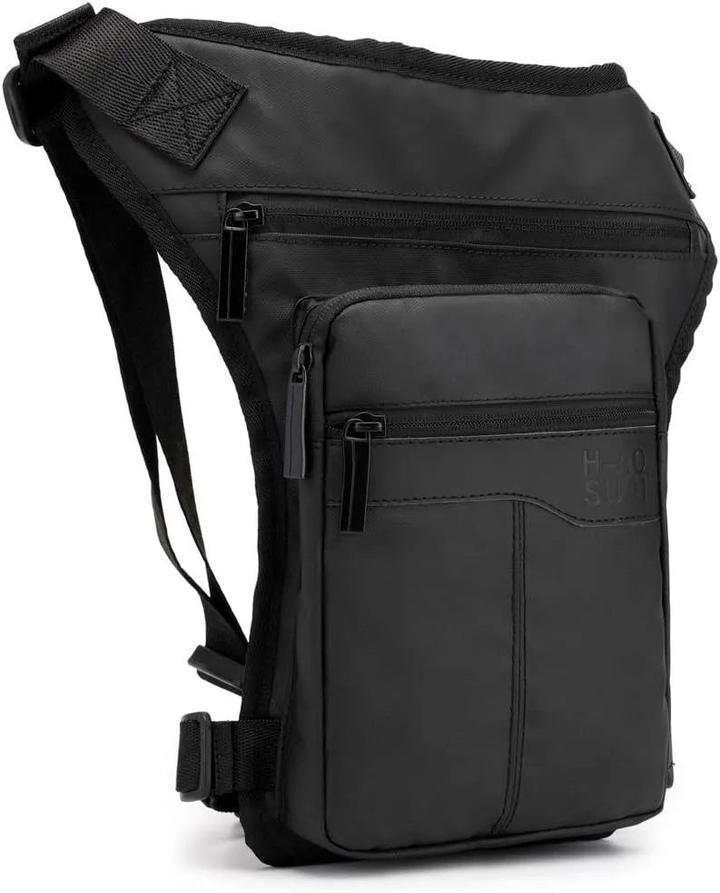 KPYWZER Outdoor Thigh Drop Leg Bag for Men Women Waist Fanny Pack Motorcycle Ride Crossbody Shoulder Riding Travel Hiking Tactical 01-Black