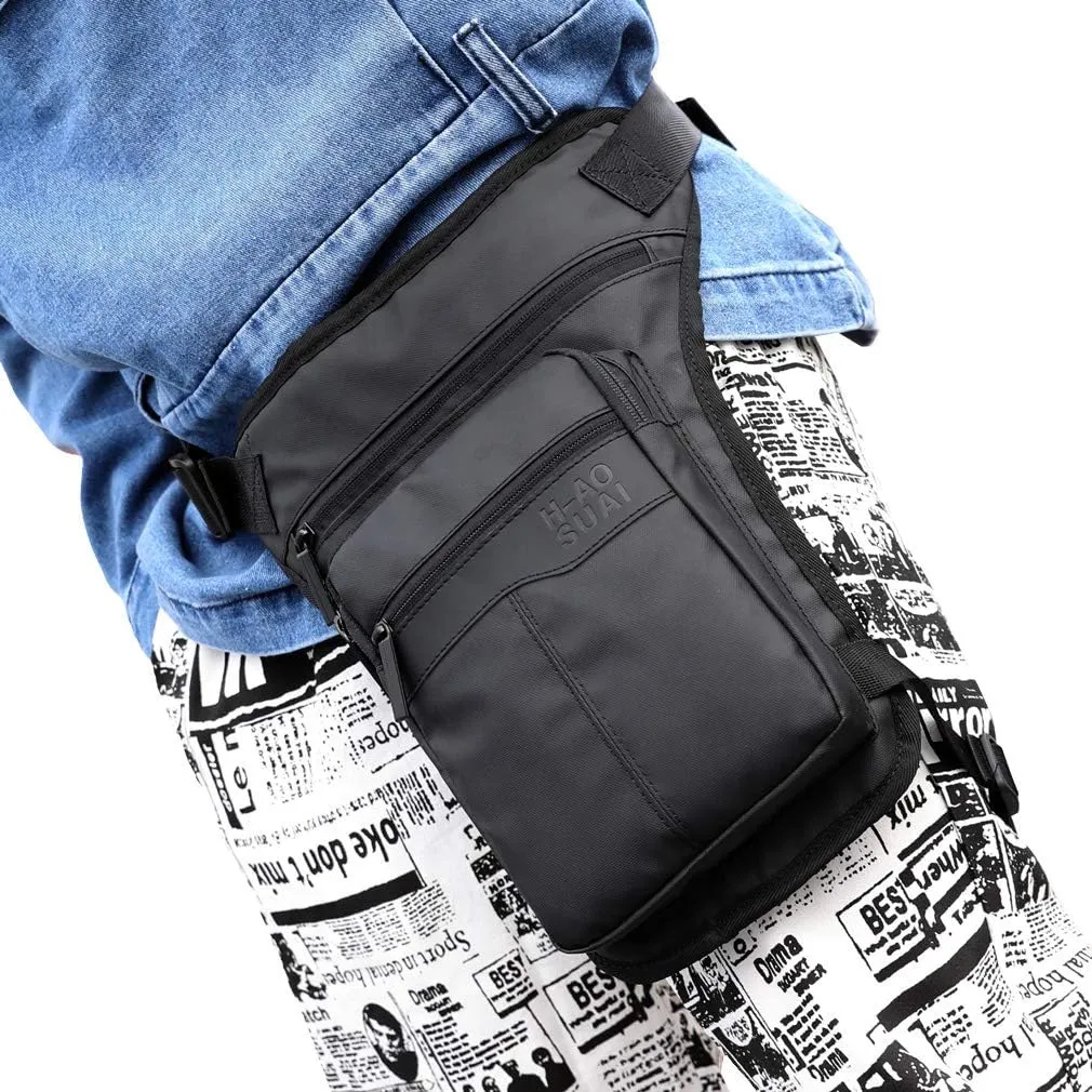 KPYWZER Outdoor Thigh Drop Leg Bag for Men Women Waist Fanny Pack Motorcycle Ride Crossbody Shoulder Riding Travel Hiking Tactical 01-Black