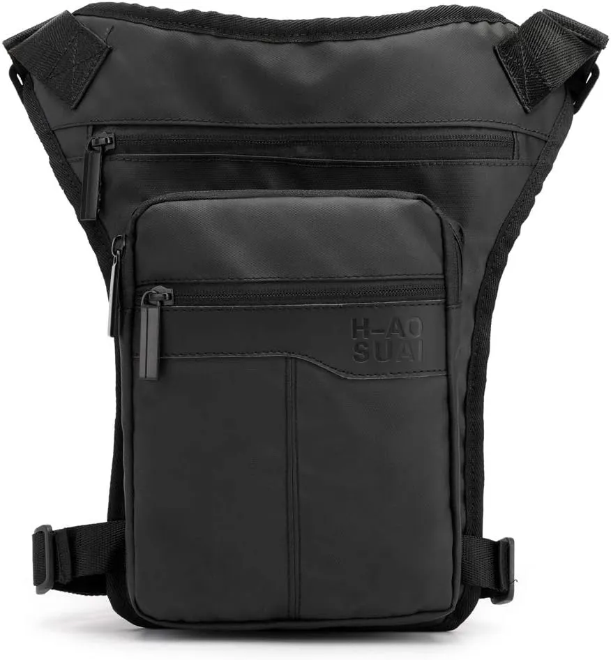 KPYWZER Outdoor Thigh Drop Leg Bag for Men Women Waist Fanny Pack Motorcycle Ride Crossbody Shoulder Riding Travel Hiking Tactical 01-Black